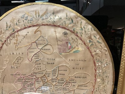 Lot 945 - Good George III silkwork map of England