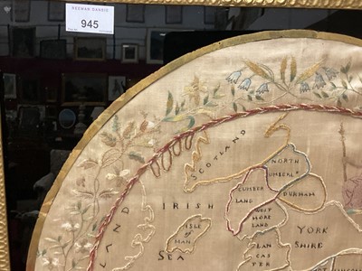 Lot 945 - Good George III silkwork map of England