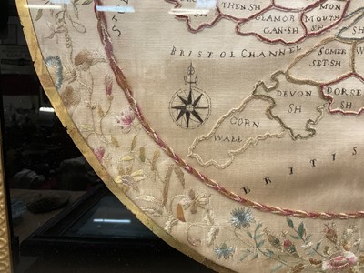 Lot 945 - Good George III silkwork map of England