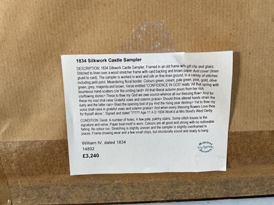 Lot 973 - Rare and particularly fine William IV seminary sampler
