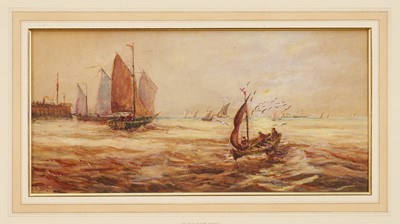 Lot 5266 - Thomas Bush Hardy (1842-1897) watercolour - On the West Coast, signed and dated '91, 24cm x 49cm, in glazed gilt frame