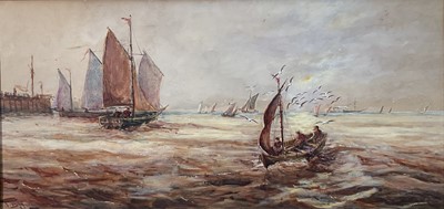 Lot 5266 - Thomas Bush Hardy (1842-1897) watercolour - On the West Coast, signed and dated '91, 24cm x 49cm, in glazed gilt frame