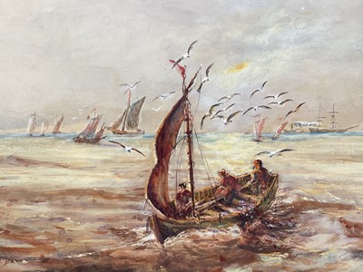 Lot 5266 - Thomas Bush Hardy (1842-1897) watercolour - On the West Coast, signed and dated '91, 24cm x 49cm, in glazed gilt frame