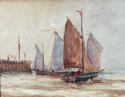Lot 5266 - Thomas Bush Hardy (1842-1897) watercolour - On the West Coast, signed and dated '91, 24cm x 49cm, in glazed gilt frame