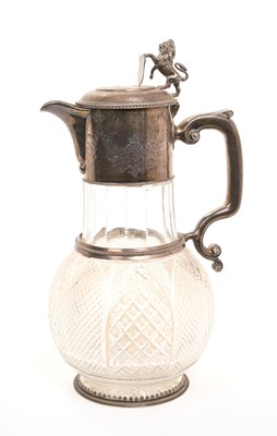 Lot 363 - Victorian cut glass silver mounted claret jug