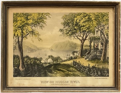 Lot 346 - View on Hudson River from Ruggles House Newburgh New York, 1860s lithograph pub. Currier & Ives, New York, 24cm x 36cm, glazed frame