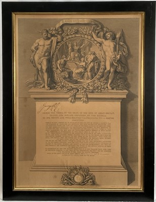 Lot 1185 - Royal Academy of Arts Diploma for William Redmore Bigg Oct 20th 1814, signed by George III