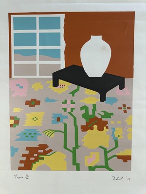 Lot 1092 - Portfolio of unframed artwork or include works by a variety of artists including watercolours, linocuts, etc