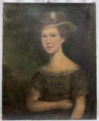 Lot 1127 - Late 18th / early 19th century, oil on canvas- portrait of a young lady