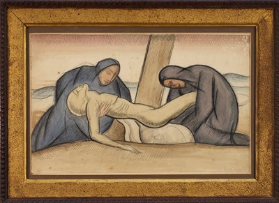 Lot 1122 - Arnold Auerbach (1898-1978) pencil and watercolour - Station to the cross