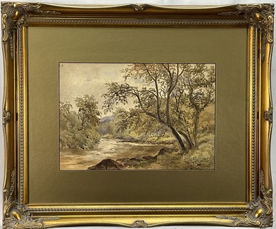 Lot 379 - William Wilde (1826-1901) watercolour, river landscape, signed, 24cm x 35cm, glazed gilt frame