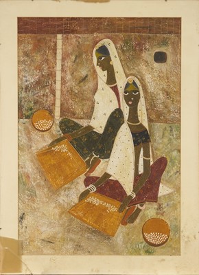 Lot 1131 - Bhagwan Kapoor (20th century) gouache - Two figures, together with related paperwork