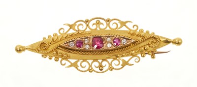 Lot 552 - Edwardian 15ct gold ruby and diamond brooch, Chester 1903
