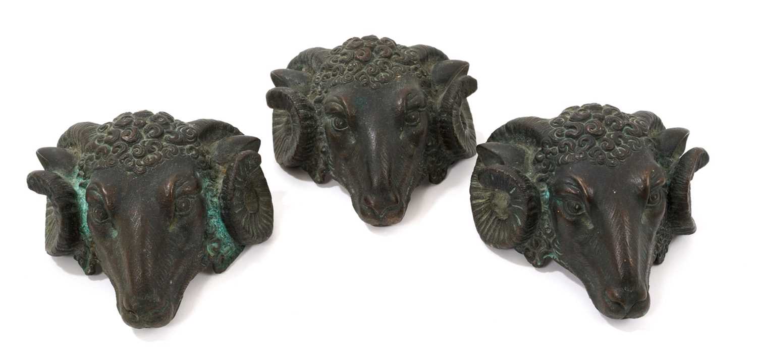 Lot 926 - Three antique bronze furniture mounts