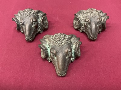 Lot 926 - Three antique bronze furniture mounts