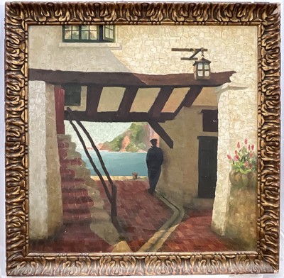 Lot 82 - Norman Smart, oil on canvas, Polperro, 73cm x 73cm, gilt frame