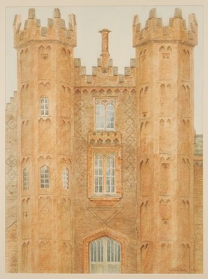 Lot 1116 - *Caroline McAdam Clark (b. 1947) watercolour, Deanery tower, Hadleigh, signed and dated 1986, 72cm x 53cm, glazed frame