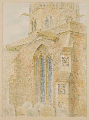 Lot 1117 - *Caroline McAdam Clark (b. 1947) watercolour, Theberton Church, signed and dated 1986, 57cm x 42cm, glazed frame