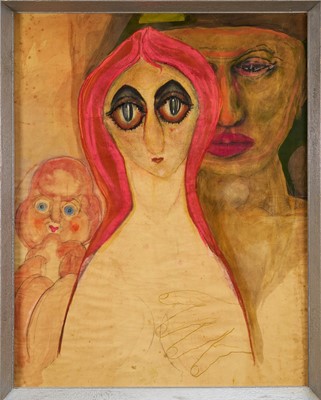 Lot 1184 - *Arthur Lett Haines (1894-1978) watercolour, pencil and crayon, Family, signed and dated 'Lett 25', 60.5cm x 47.5cm, glazed frame