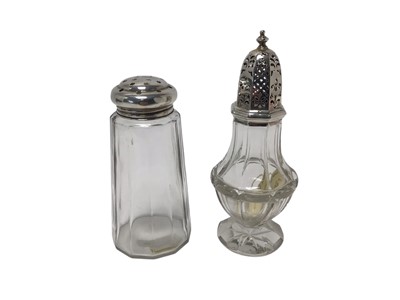 Lot 327 - Good quality silver mounted glass sugar caster and one other (2)