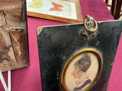 Lot 843 - Early 19th century portrait miniature on ivory, depicting a gentleman in white cravat and overcoat