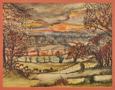 Lot 1210 - *Natalie Bevan (1909-2007) watercolour - The Dedham Vale, signed and dated December 1960, 37 x 48cm, in glazed gilt frame