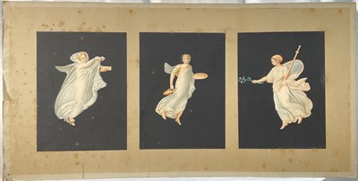Lot 201 - Mounted set of three Italian gouaches based on Frescoes from Pompeii and Herculanium (19th century)
