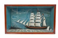 Lot 3660 - Old ships' diorama dePicturesting three-masted...