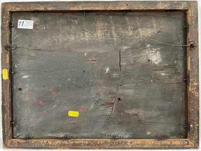 Lot 11 - English School, oil on canvas laid on panel - A Prize Pig, 31cm x 43cm, in burr maple veneered frame