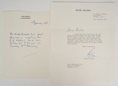 Lot 19 - Sir Noel Coward, handwritten letter dated 11th January 1965, written on 'Les Avants sur Montreux' headed writing paper. Thanking Mr Wilkins for and accepting his kind invitation for 8.30 on Tues...