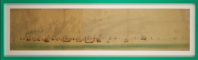 Lot 1352 - After Willem van de Velde, panoramic view of the Battle of Sole Bay / Solebay, probably published in 1901 by the Navy Records Society