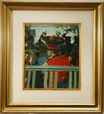 Lot 1078 - *Mark Rowbotham (b. 1959) oil on card, The Guardsman, signed with initials lower right, 34.5 x 29cm, framed and glazed