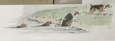 Lot 1147 - *Snaffles, Charles Johnson Payne (1884-1967) hand-coloured print - The Whissendine brook runs deep and wide, published by Messrs Fores, 50cm x 67cm, in glazed frame