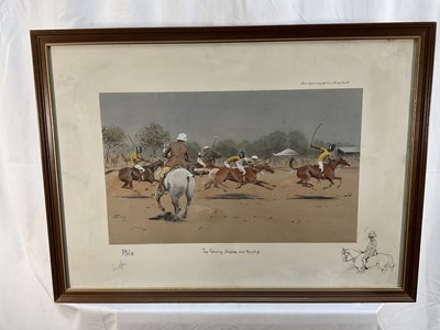 Lot 1148 - *Snaffles, Charles Johnson Payne (1884-1967) signed hand-coloured print - The Game of Sahibs and Rajah's, published by Messrs Fores, 47cm x 66cm, in glazed frame