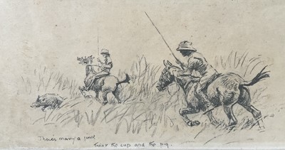 Lot 1150 - *Snaffles, Charles Johnson Payne (1884-1967) signed print - The Kadir Bandobast, with snaffle blindstamp, 45cm x 64cm, in glazed frame