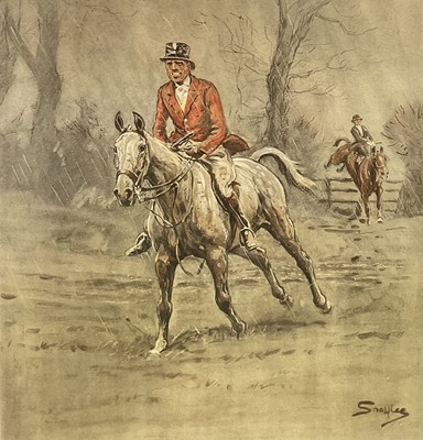 Lot 1153 - *Snaffles, Charles Johnson Payne (1884-1967) signed hand-coloured print - "Merry England", 45cm x 41cm, in glazed frame