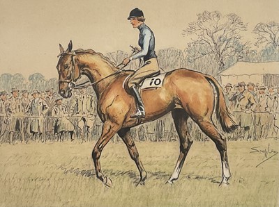 Lot 1156 - *Snaffles, Charles Johnson Payne (1884-1967) signed hand-coloured print - The one to carry your half crown, 45cm x 55cm, in glazed frame