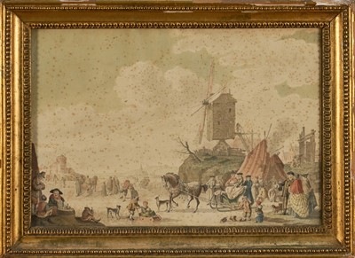 Lot 1047 - Nicolaes Aartman (1713-1760) pair of watercolours - Summer and Winter Landscapes, signed and dated 1759, 23cm x 27cm, in glazed gilt frames