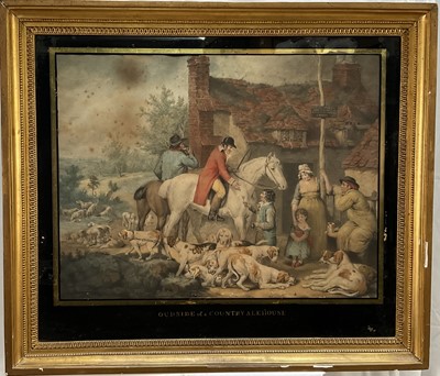 Lot 228 - After Ward, pair of 19th century mezzotints - Inside and Outside of an Alehouse, in verre eglomise frames