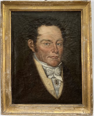 Lot 230 - 19th century oil on canvas - portrait of a gentleman, 44cm x 33cm, in gilt frame