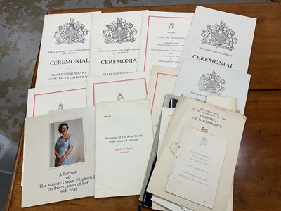 Lot 105 - H.M. Queen Elizabeth II, collection of Ceremonials and Orders of Service including the Silver Jubilee, 60th Birthday and Order of Precedence of The Royal Family 1972 (12) and other Royal and ot...