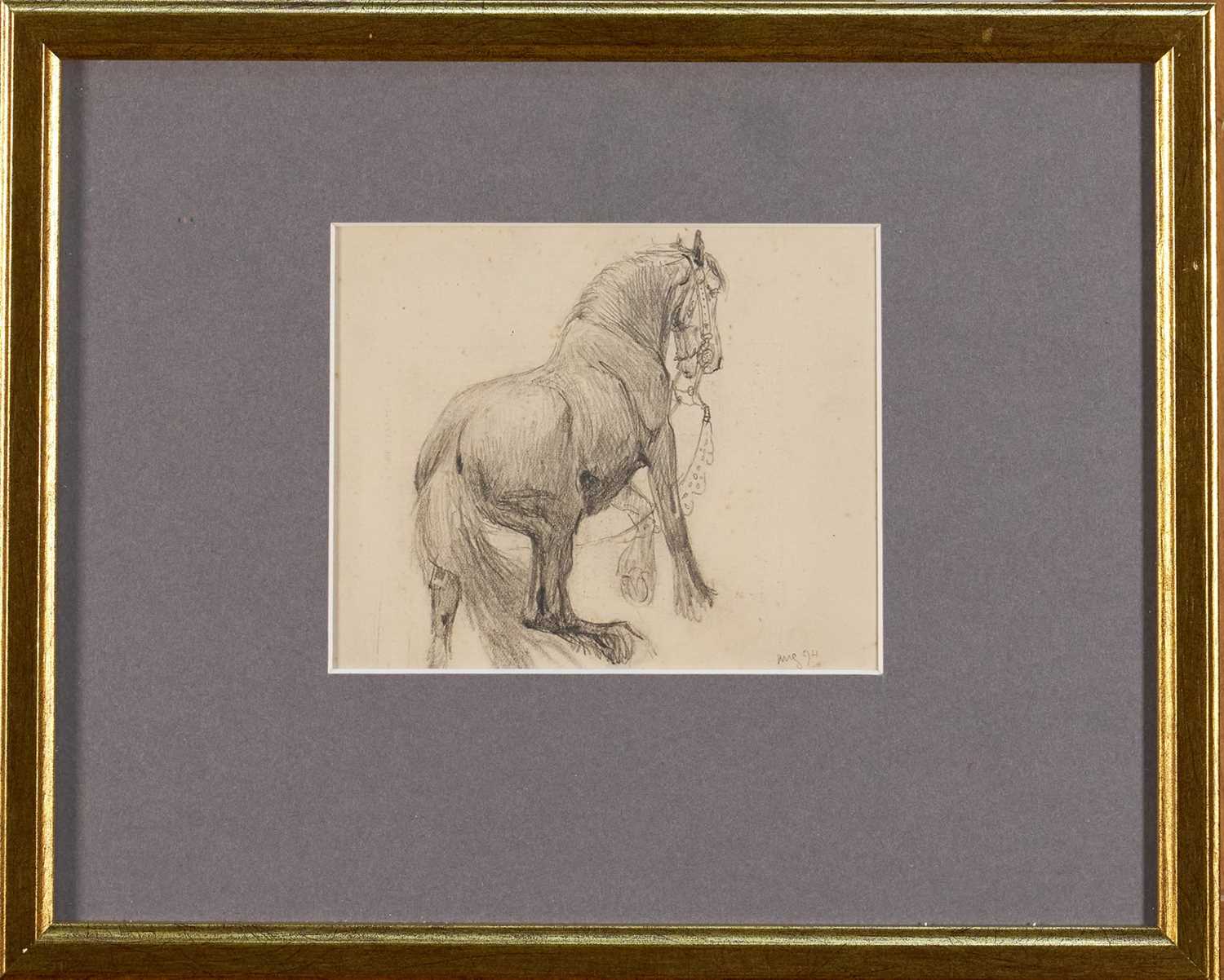 Lot 1013 - *Lucy Kemp-Welch (1869-1958) pencil drawing - A Heavy Horse, dated Aug. '94, 10cm x 12.5cm, in glazed gilt frame. NB: From an 1894 album of drawings and oils which was a gift from Lucy an...