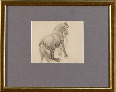 Lot 1013 - *Lucy Kemp-Welch (1869-1958) pencil drawing - A Heavy Horse, dated Aug. '94, 10cm x 12.5cm, in glazed gilt frame. NB: From an 1894 album of drawings and oils which was a gift from Lucy an...