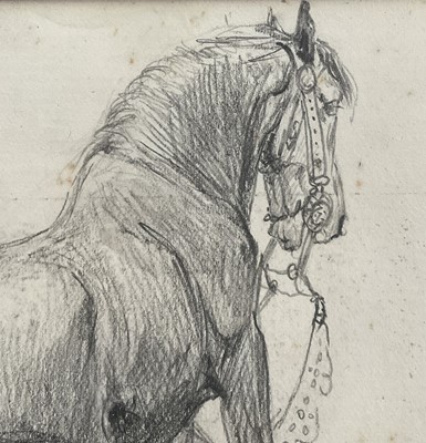 Lot 1013 - *Lucy Kemp-Welch (1869-1958) pencil drawing - A Heavy Horse, dated Aug. '94, 10cm x 12.5cm, in glazed gilt frame. NB: From an 1894 album of drawings and oils which was a gift from Lucy an...