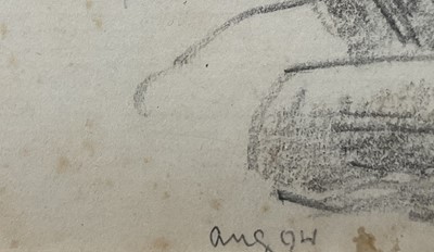 Lot 1012 - *Lucy Kemp-Welch (1869-1958) pencil drawing - A Cow, 'Bored Indifference', dated Aug. '94, 10cm x 11cm, in glazed gilt frame. NB: From an 1894 album of drawings and oils which was a gift...