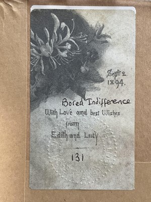 Lot 1012 - *Lucy Kemp-Welch (1869-1958) pencil drawing - A Cow, 'Bored Indifference', dated Aug. '94, 10cm x 11cm, in glazed gilt frame. NB: From an 1894 album of drawings and oils which was a gift...