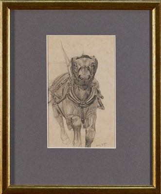 Lot 1010 - *Lucy Kemp-Welch (1869-1958) pencil drawing - 'The Runaway', dated Aug. 16. '94, 15.5cm x 9.5cm, in glazed gilt frame. NB: From an 1894 album of drawings and oils which was a gift from Lu...