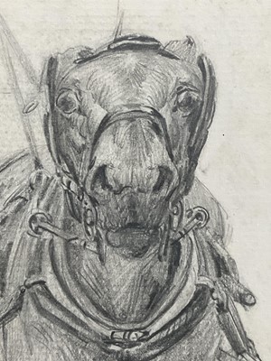 Lot 1010 - *Lucy Kemp-Welch (1869-1958) pencil drawing - 'The Runaway', dated Aug. 16. '94, 15.5cm x 9.5cm, in glazed gilt frame. NB: From an 1894 album of drawings and oils which was a gift from Lu...