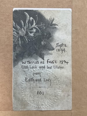 Lot 1009 - *Lucy Kemp-Welch (1869-1958) pencil drawing - William Terriss as Faust, dated Aug. 8. '94, 13.5cm x 10.5cm, in glazed gilt frame. NB: From an 1894 album of drawings and oils which was a g...