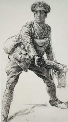 Lot 1008 - *Lucy Kemp-Welch (1869-1958) charcoal sketch for an oil, the First World War hero, The Hon. Captain Elidyr Herbert, with Studio Collection blindstamp lower rig...